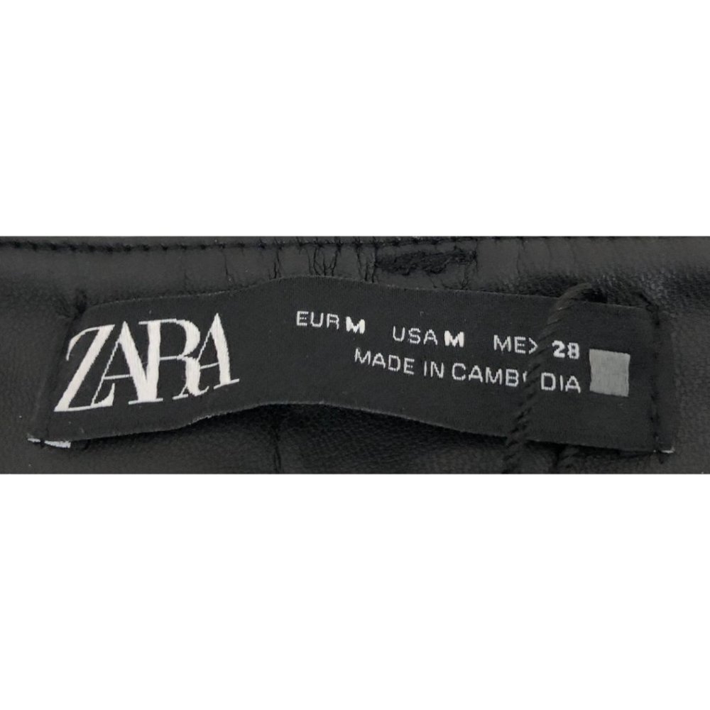 ZARA Black Faux Leather Straight Leg Trousers Womens Size Medium - Picture 6 of 7